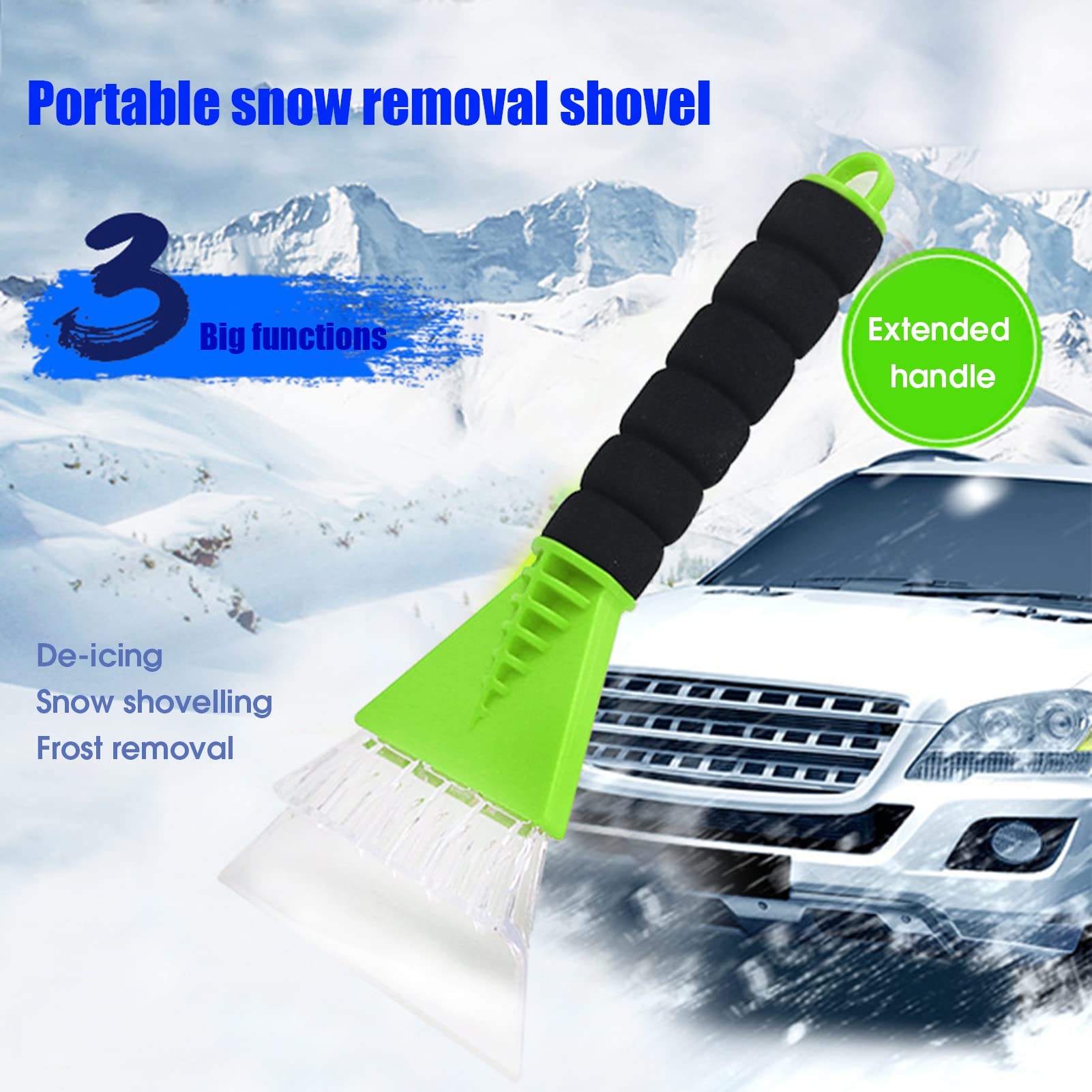 Premium Car Ice Scraper with Ergonomic Foam Handle - Heavy Duty Windshield Snow & Frost Remover for Cars, Trucks & SUVs - Perfect for Winter Mornings & Cold Weather Driving
