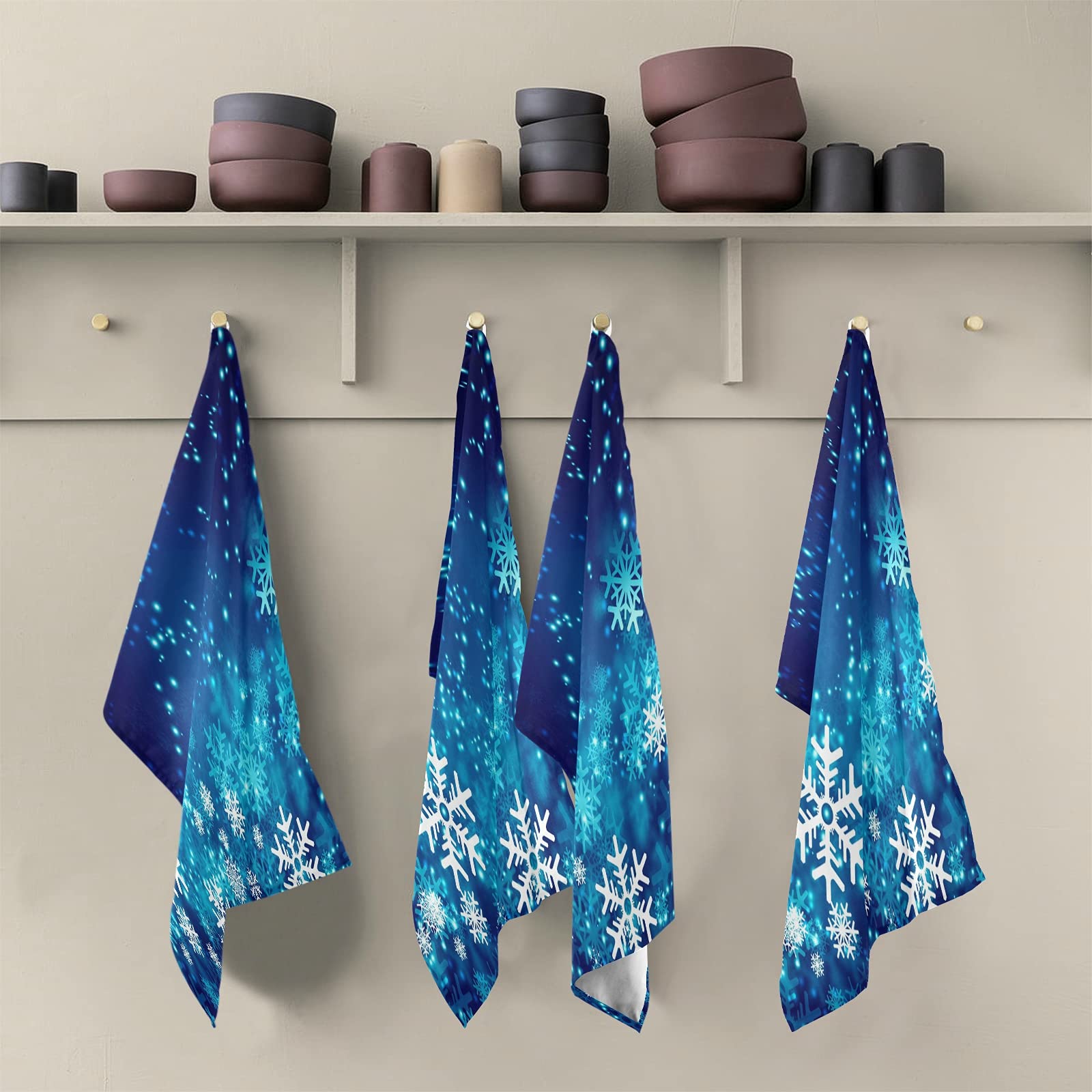 ALAZA Christmas Snowflakes Decorative Kitchen Dish Towels Set of 6 - Soft, Absorbent Hand Towels for Holiday Cleaning & Decor - 18 x 28 Inch Dishcloths - Perfect for Christmas Kitchen Decor, Gift Giving & Holiday Hosting
