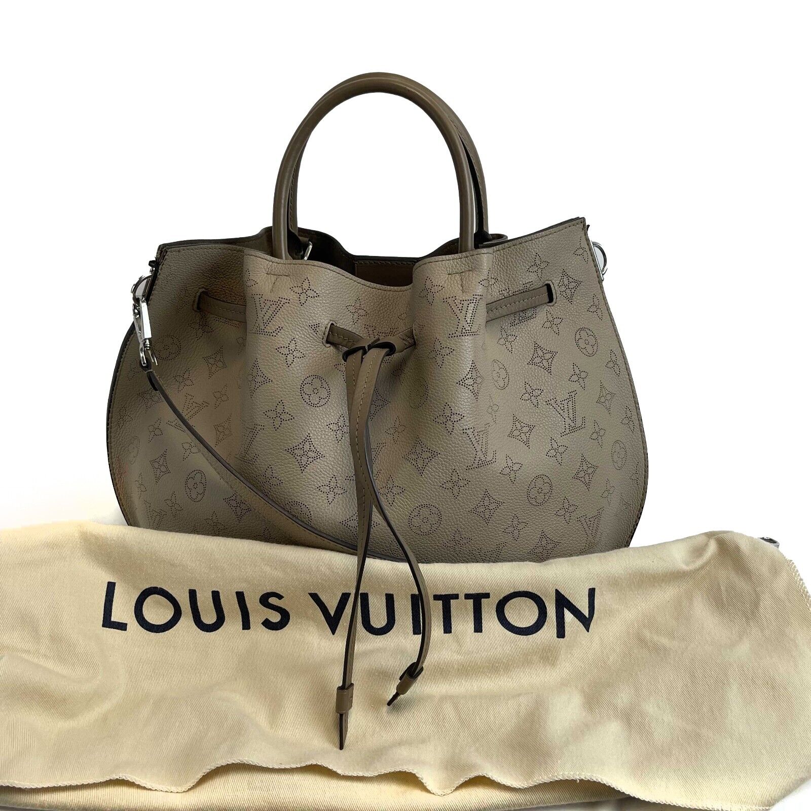 Louis Vuitton Mahina Girolata Handbag in Galet Grey - Top Handle & Adjustable Shoulder Strap | Luxury Leather Tote for Women, Perfect for Work, Travel & Everyday Use