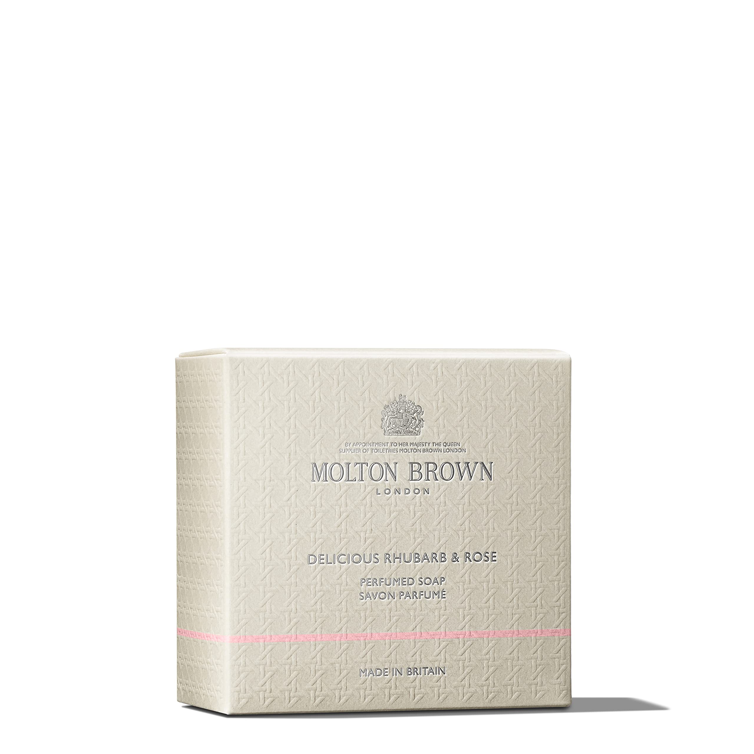 Molton Brown Delicious Rhubarb & Rose Perfumed Soap 150g - Luxury Scented Bar Soap for Bath & Shower, Gift Set for Women & Men
