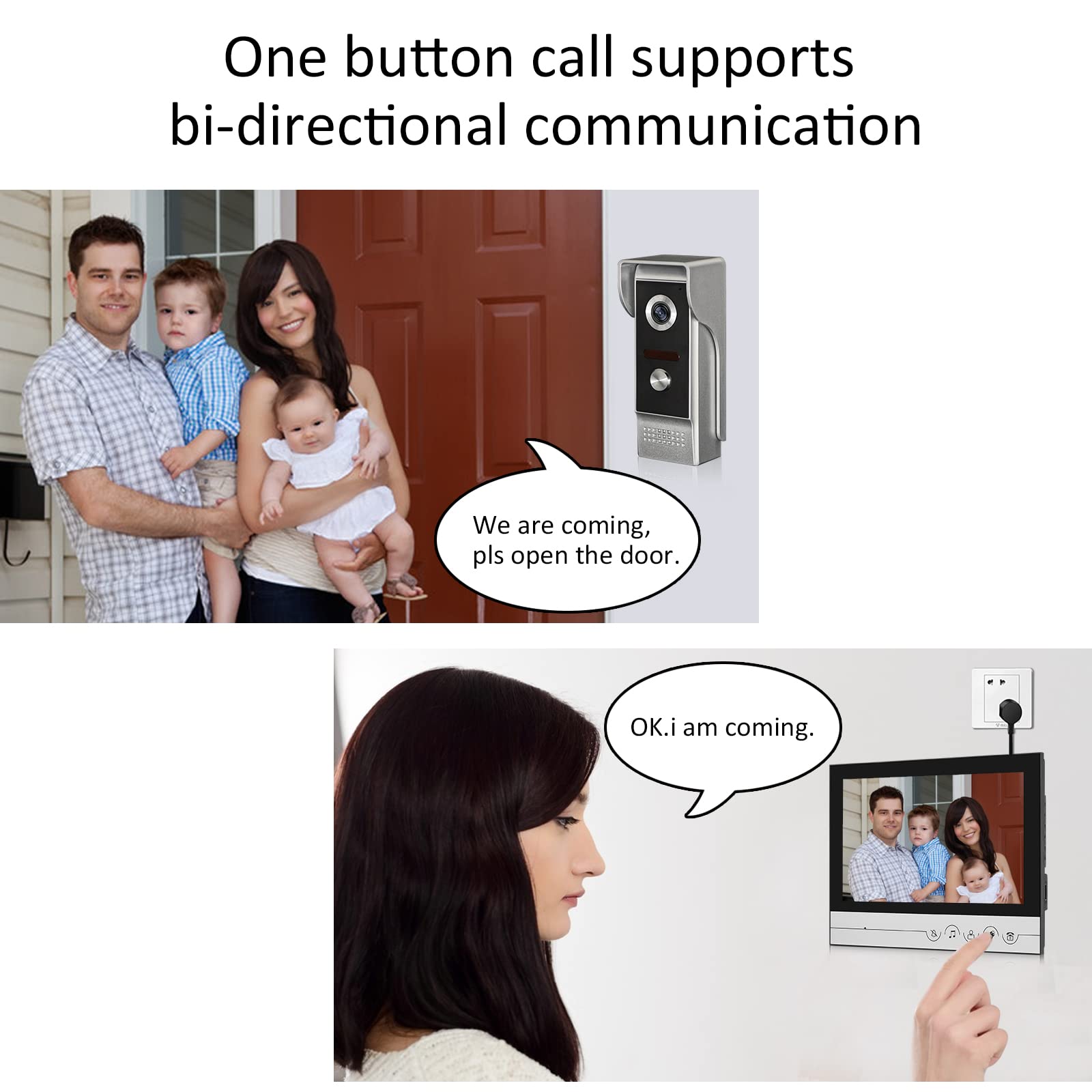 9 Inch Wired Video Intercom System with Camera & Monitor - Smart Doorbell with Unlocking, Monitoring & 2-Way Talk for Villa, Home, Office & Apartment Security - Perfect for Front Door, Gate & Building Entry Access Control