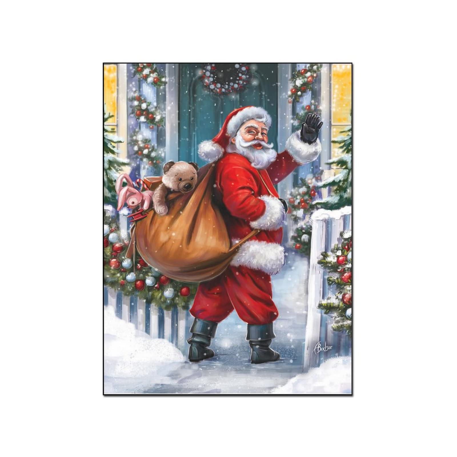 Modern Abstract Santa Christmas Canvas Wall Art - 20x26 Inch Printed Painting Poster for Living Room, Bedroom & Home Decor - Perfect for Holiday Gifts & Festive Interior Design