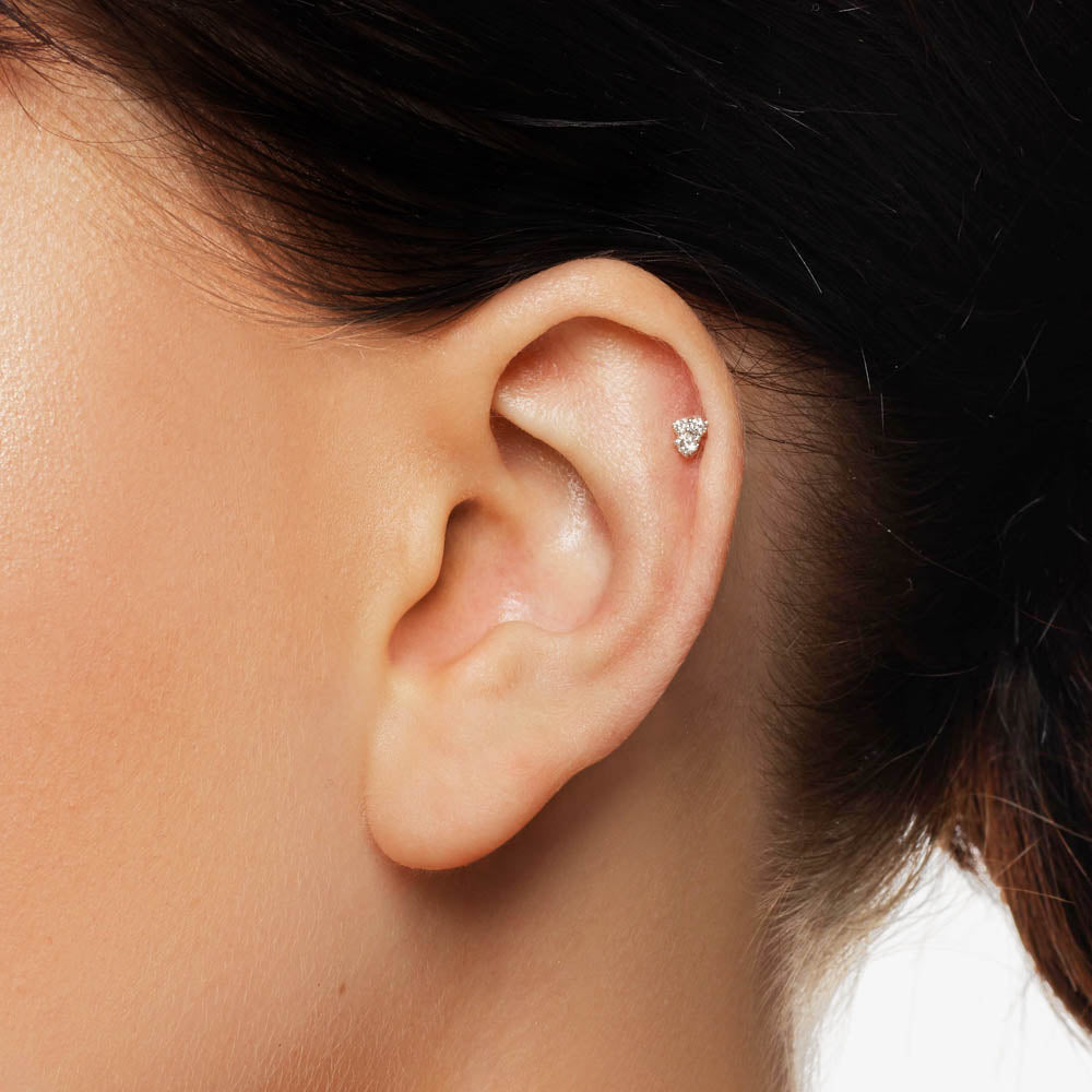 10k Rose Gold Diamond Trio Helix Single Stud Earrings for Women - Perfect for Everyday Wear, Parties & Special Occasions
