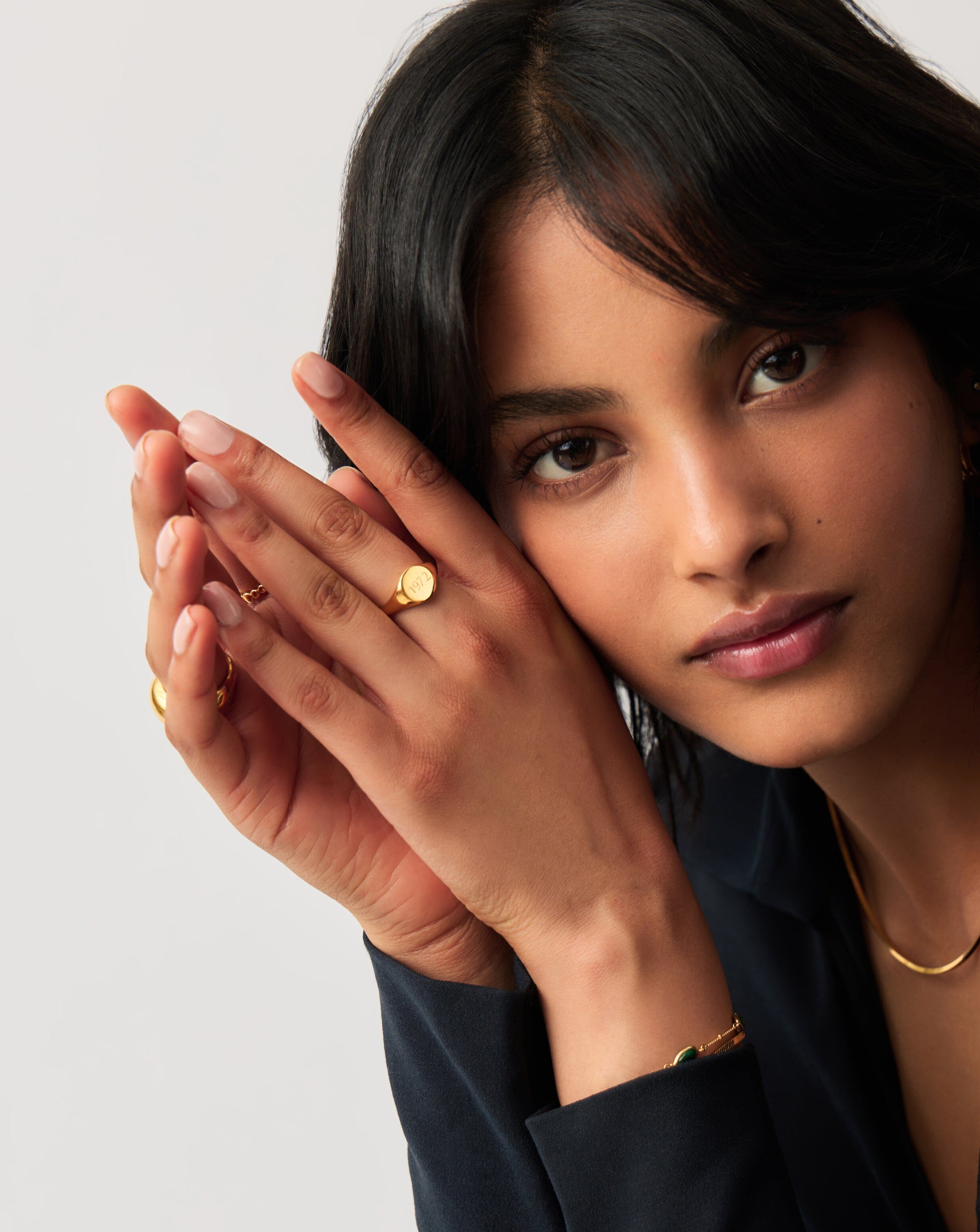 Personalized Engravable Round Signet Ring - 18k Gold Vermeil for Men & Women | Custom Initials, Monogram & Symbols | Perfect for Weddings, Anniversaries & Gifts