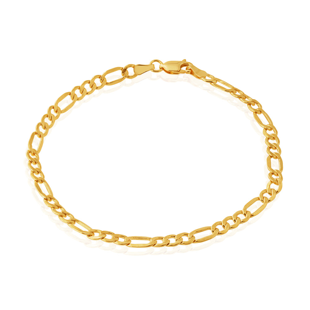 9ct Silver Filled Figaro Chain Bracelet - 100 Gauge, 21cm - Elegant Jewelry for Women, Perfect for Gifts, Parties & Everyday Wear