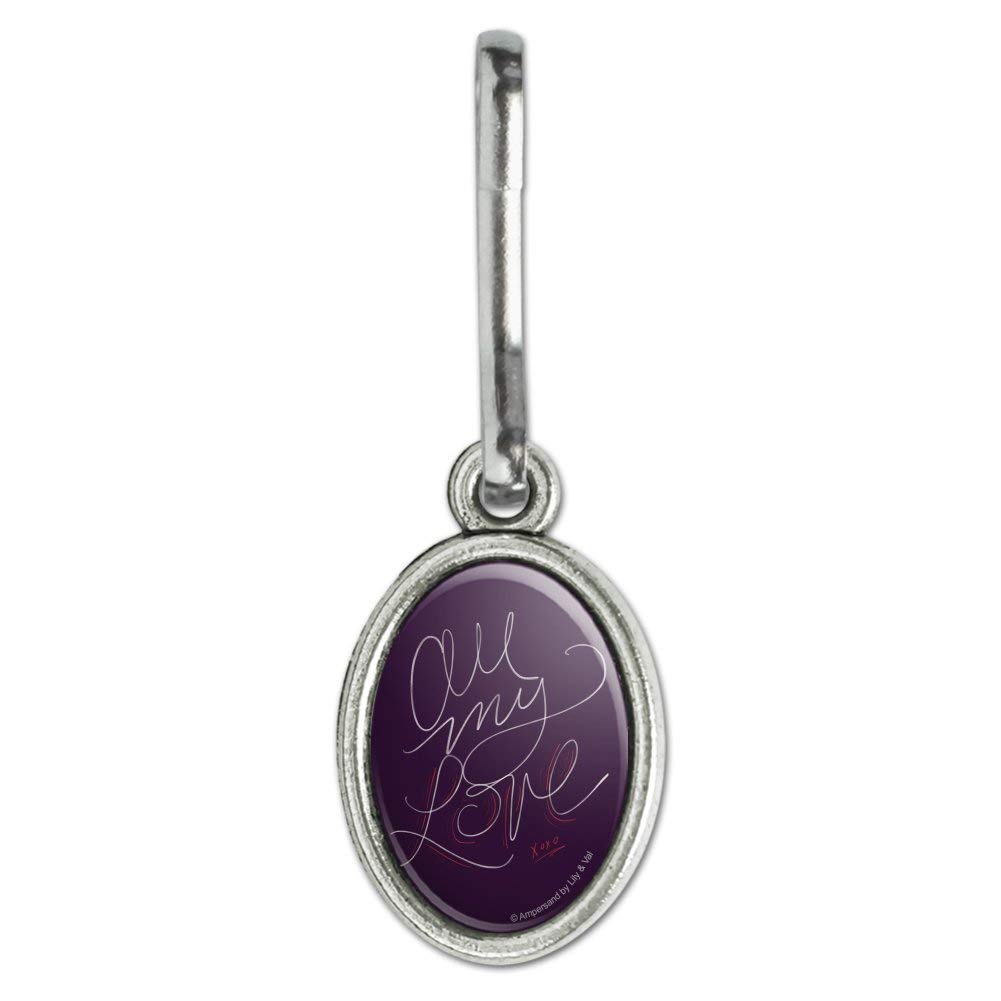 Vintage All My Love XOXO Oval Charm - Zipper Pull Accessory for Clothes, Purses, Suitcases & Backpacks | Perfect for Travel, Luggage & Handbag Organization