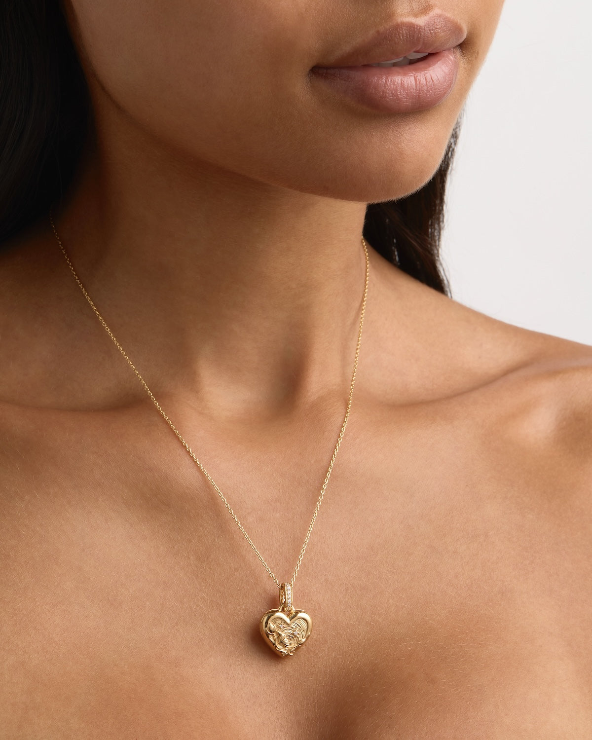 18K Gold Vermeil Blooming Together Small Heart Locket Pendant Necklace - Perfect Gift for Valentine's Day, Anniversary & Mother's Day Jewelry