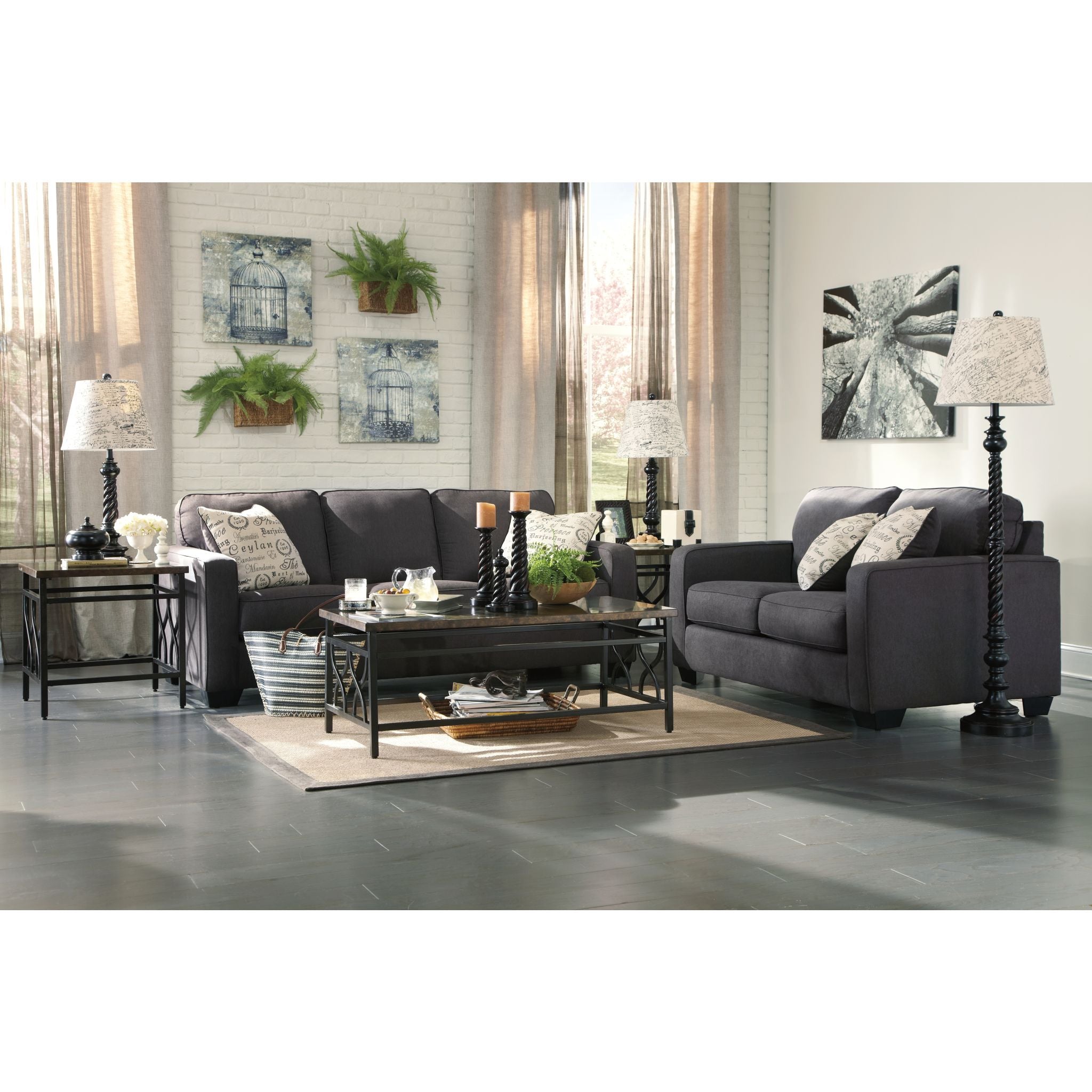 Alenya Modern Sofa - Charcoal Gray Upholstered Couch for Living Room, Lounge & Office - Comfortable 3-Seater with Sturdy Wooden Legs