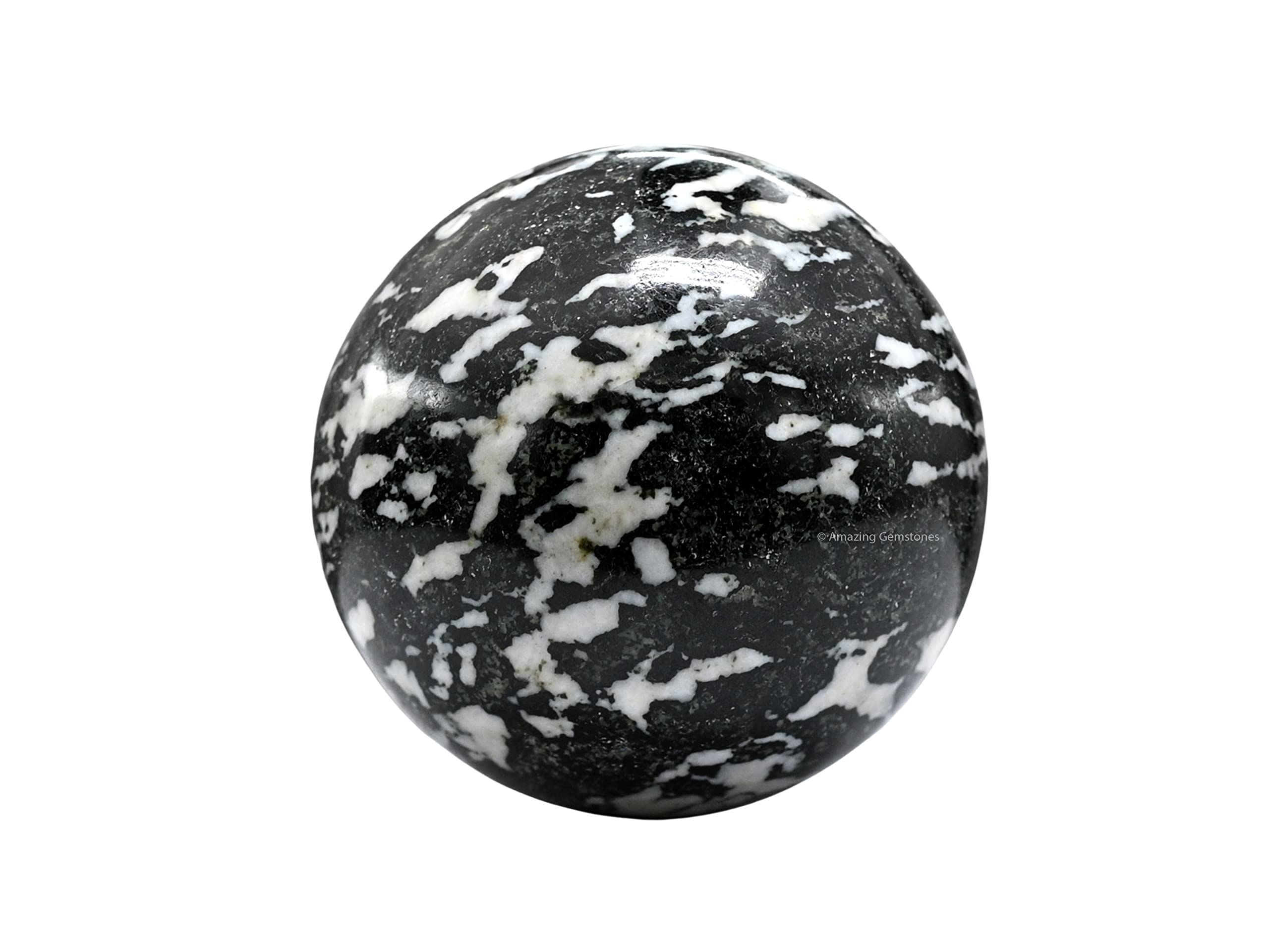 2 Inch Black and White Tourmaline Crystal Ball with Stand - Healing Meditation Sphere for Witchcraft, Feng Shui, Home Decor & Spiritual Energy Work