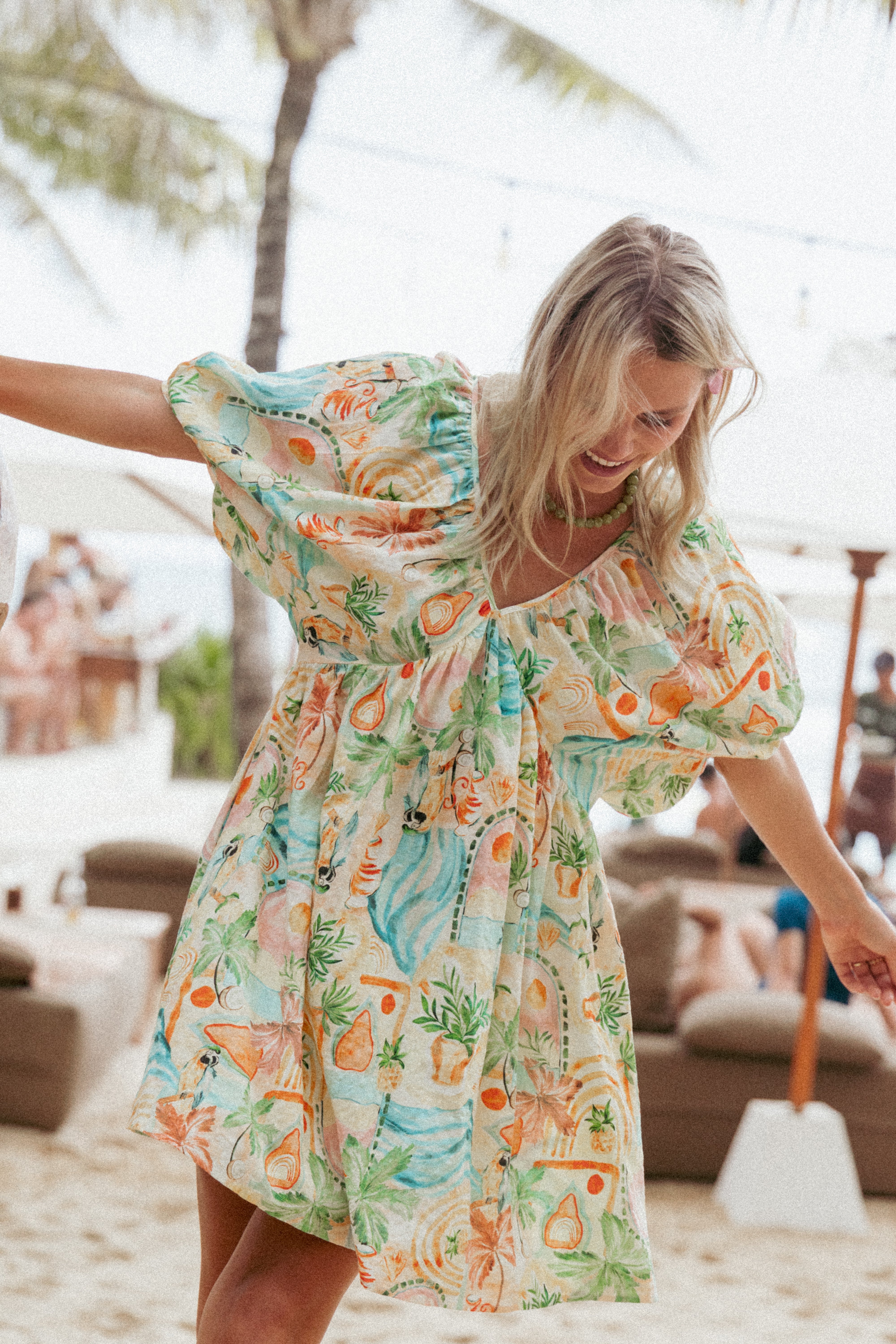 Cadhla Mini Dress - Golden Palm | Elegant & Stylish Women's Summer Dress for Parties, Dates & Beach Outings