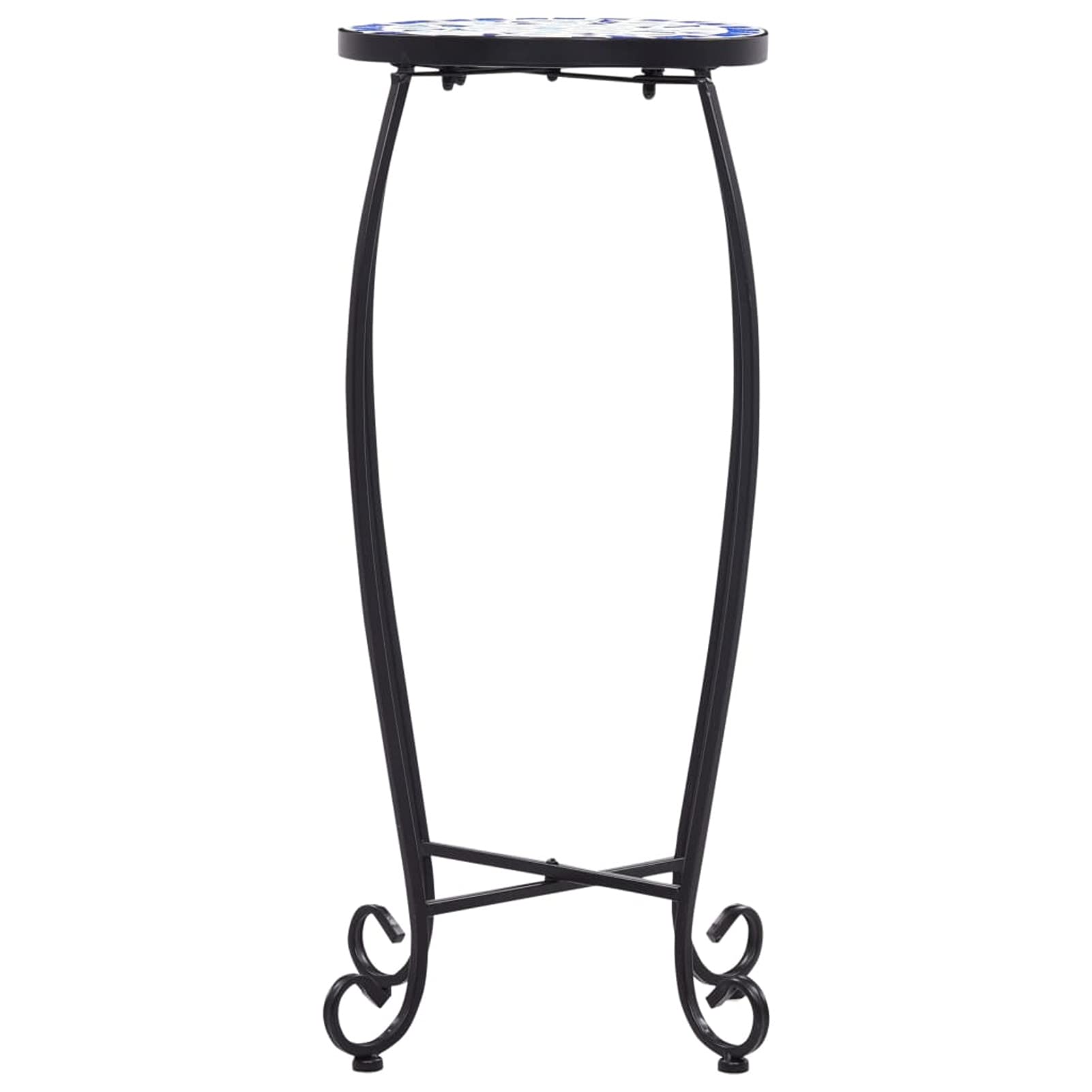 Tidyard 3-Piece Ceramic Top Garden Side Table Set with Iron Frame - Outdoor Patio Coffee Tables & Plant Stands in Blue for Backyard, Terrace, Balcony - Perfect for Summer BBQs, Poolside Lounging & Outdoor Entertaining