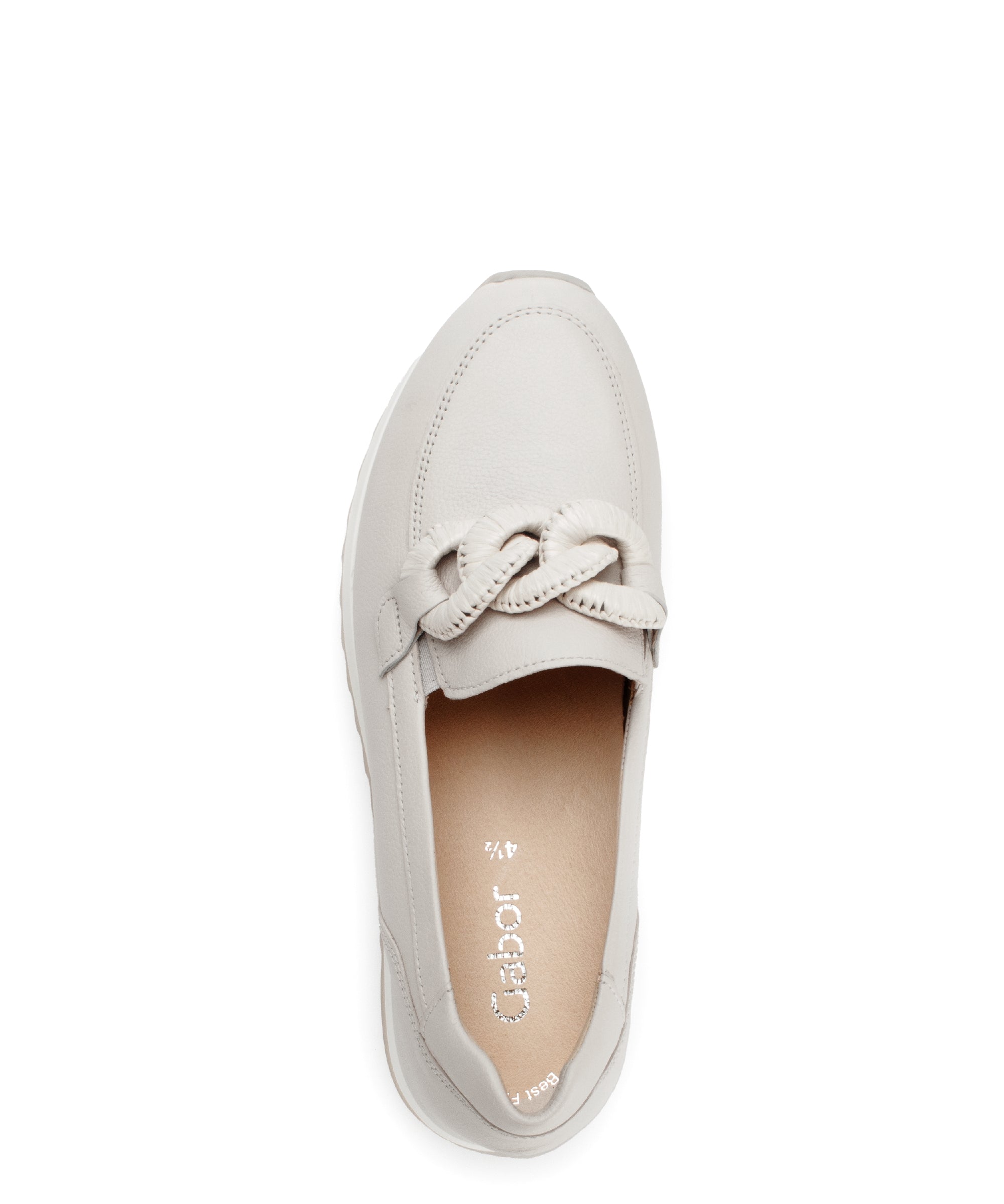 GABOR Women's Cream Leather Low Wedge Loafers with Buckle - Comfortable Casual Slip-On Shoes for Work, Office & Everyday Wear