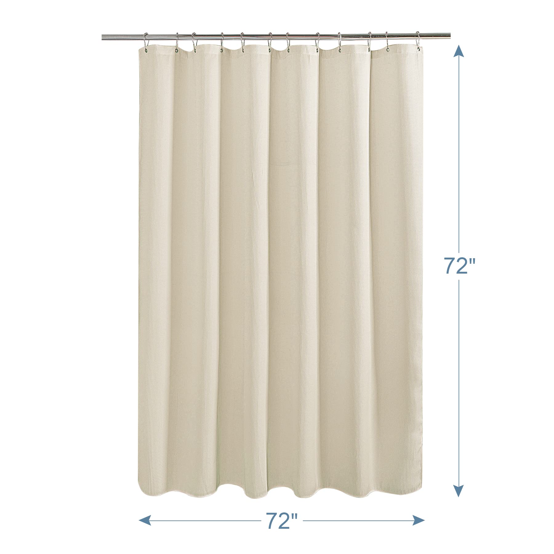 AmazerBath Waffle Weave Shower Curtain - Heavy Duty Hotel Quality Bathroom Fabric Curtain 72x72 Inches, Cream Yellow - Perfect for Spa-Like Bathrooms & Luxury Hotel Style Decor