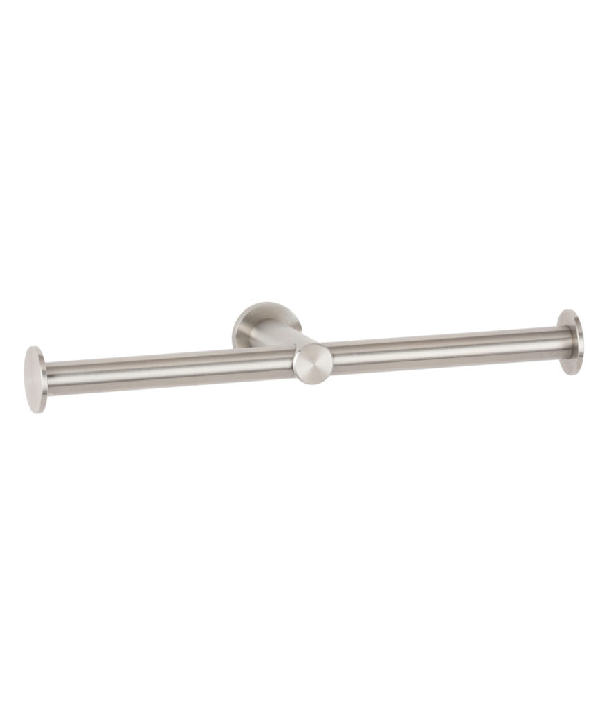Bobrick B 9547 Fino Collection Surface Mounted Double Toilet Roll Holder - Brushed Stainless Steel | Commercial & Residential Bathroom Accessory | ADA Compliant Restroom Solution
