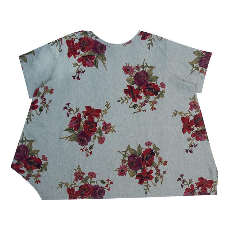 Women's Floral Cotton Linen Tunic Tops - Breathable Summer Blouse for Casual Outings, Beach Cover-Up & Boho Style Outfits