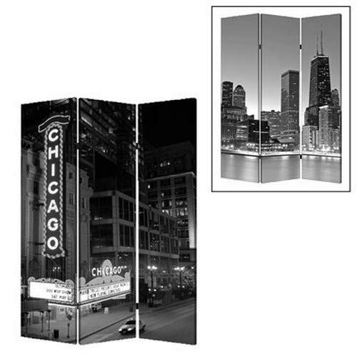 Chicago Room Divider Screen - 3-Panel Folding Privacy Partition for Home & Office - Perfect for Living Room, Bedroom, and Workspace Separation