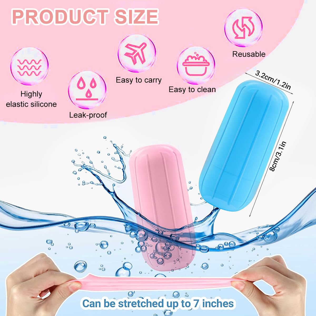 MAYCREATE® 4-Pack Silicone Bottle Covers - Leakproof Travel Bottle Sleeves for Toiletries & Cosmetics | Reusable Elastic Spray Bottle Protectors | Perfect for Air Travel, Gym & Home Organization