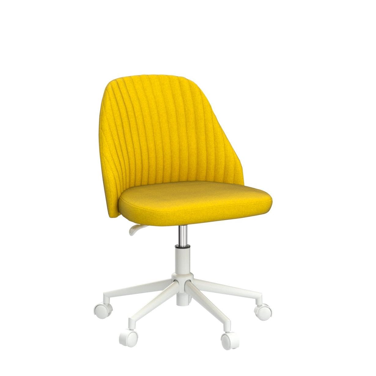SMUG Yellow Modern Adjustable Rolling Office Chair - Armless Task Chair with Wheels for Bedroom, Makeup Vanity, Living Room - 32.1