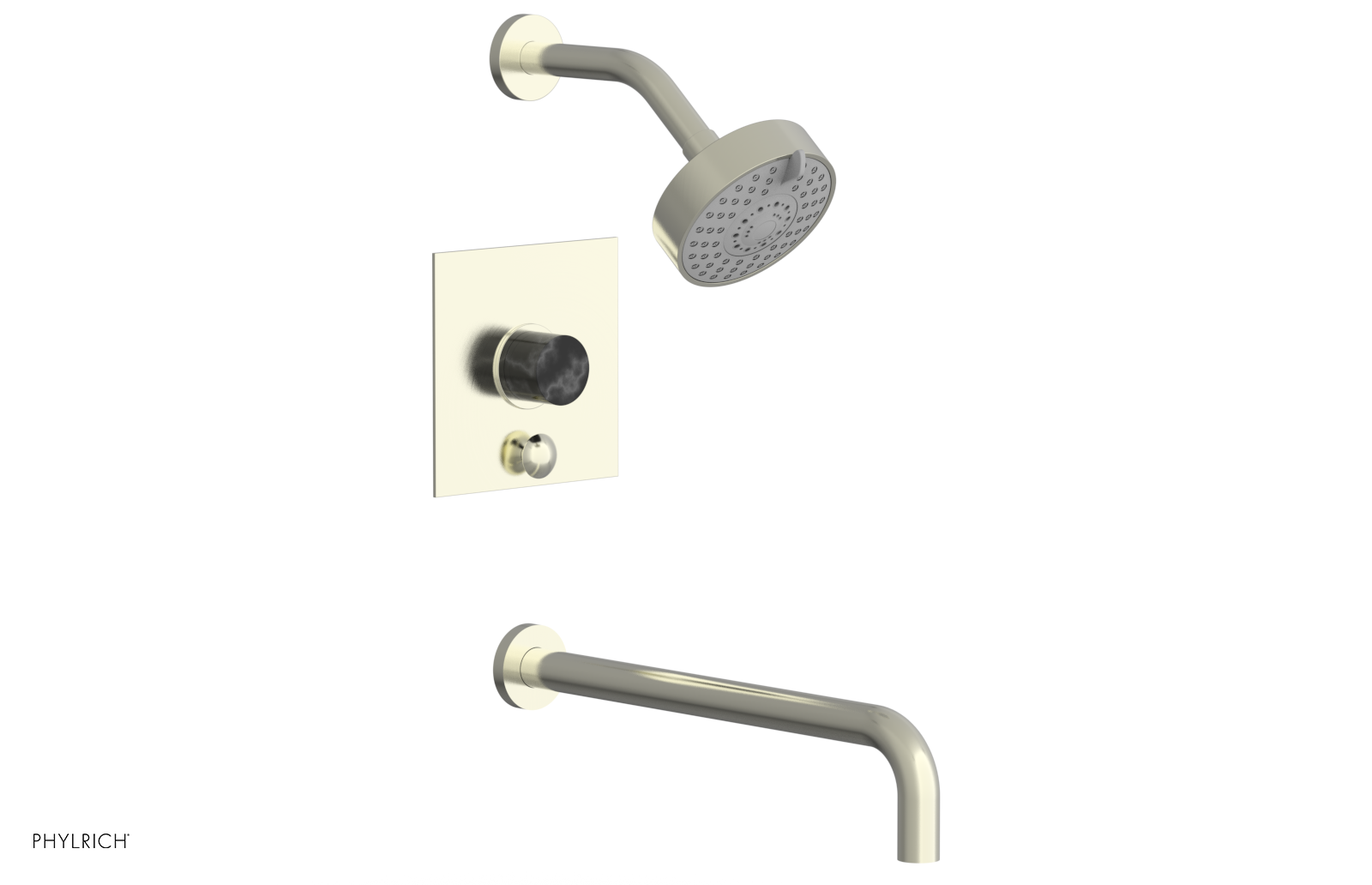 BASIC II 14 Pressure Balance Tub and Shower Set in Black Marble - 230S 28 14 Model | Perfect for Modern Bathroom Renovations & Spa-Like Shower Experiences