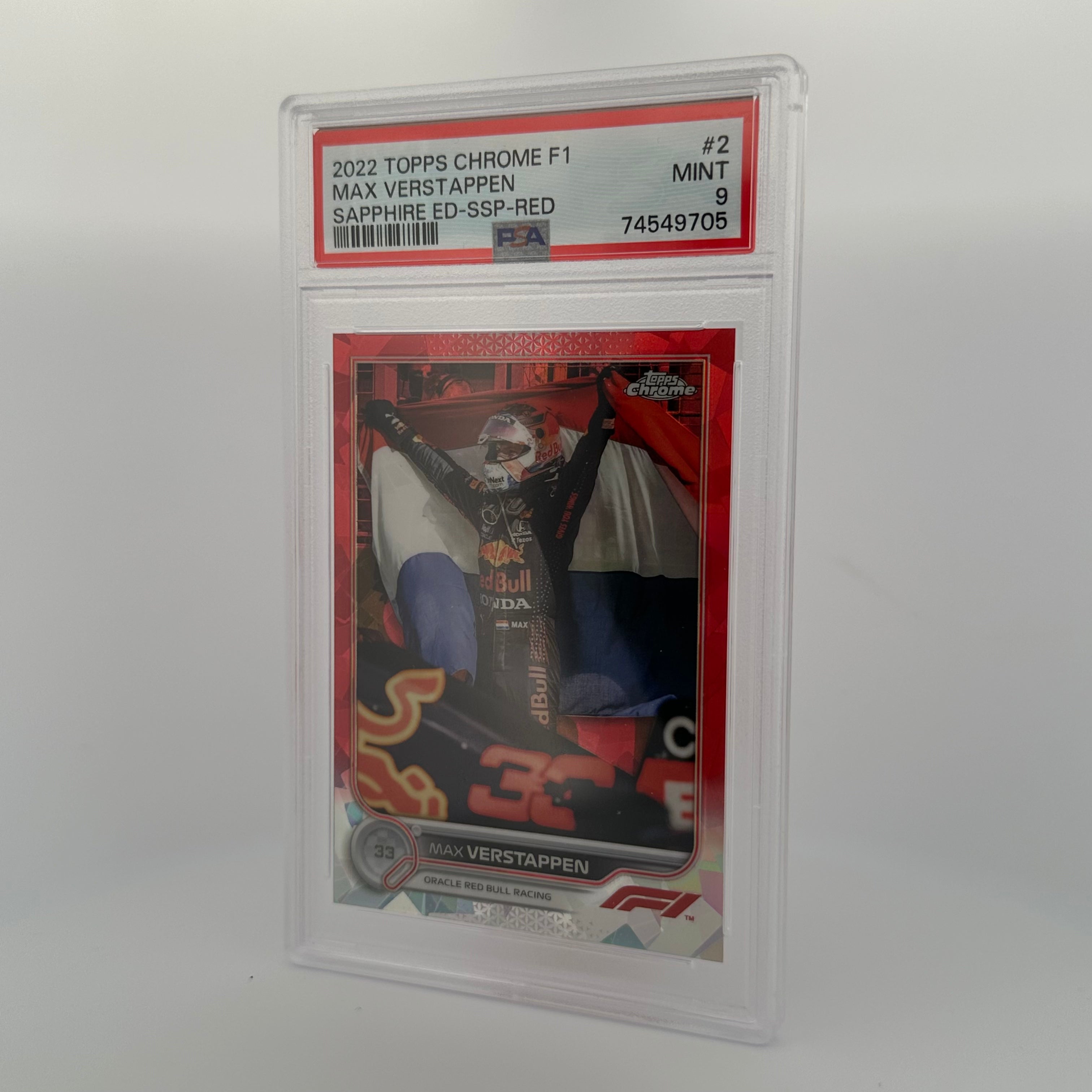 PSA 9 Graded 1/5 Max Verstappen #2 Sapphire Edition SSP Red - Rare Collectible Trading Card for F1 Fans & Sports Memorabilia Enthusiasts