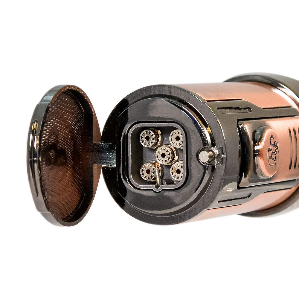 Rocky Patel Diplomat 5 Torch Cigar Lighter with Punch - Premium Copper Butane Lighter for Cigars, Perfect for Outdoor Smoking, Golfing & Special Occasions