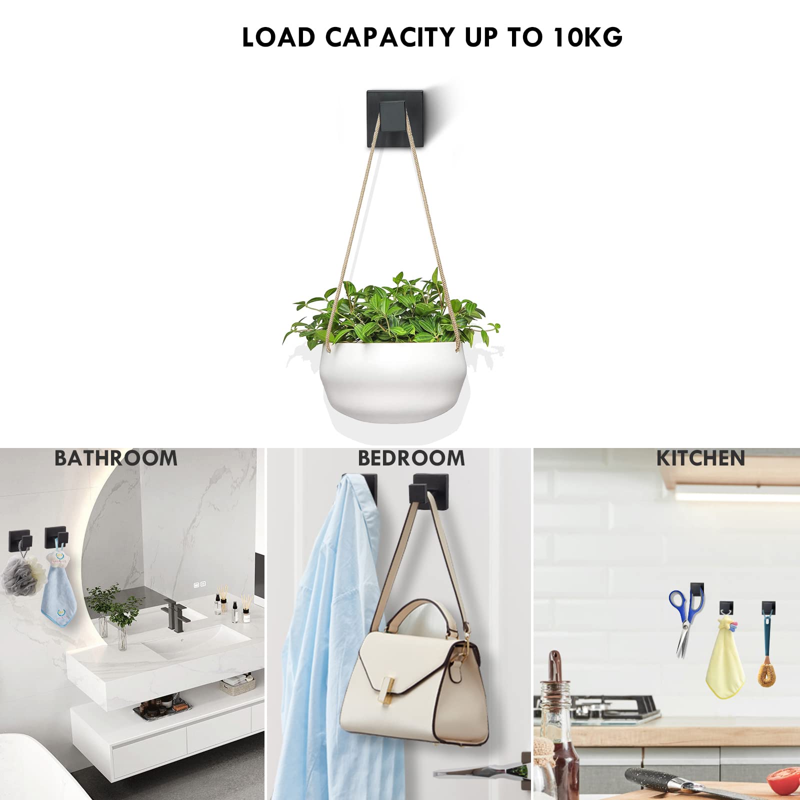 5-Piece Matte Black Bathroom Hardware Set - Stainless Steel Wall Mounted Towel Holder, Toilet Paper Holder, Towel Ring & 2 Robe Hooks - Modern Bathroom Accessories for Home & Hotel Use
