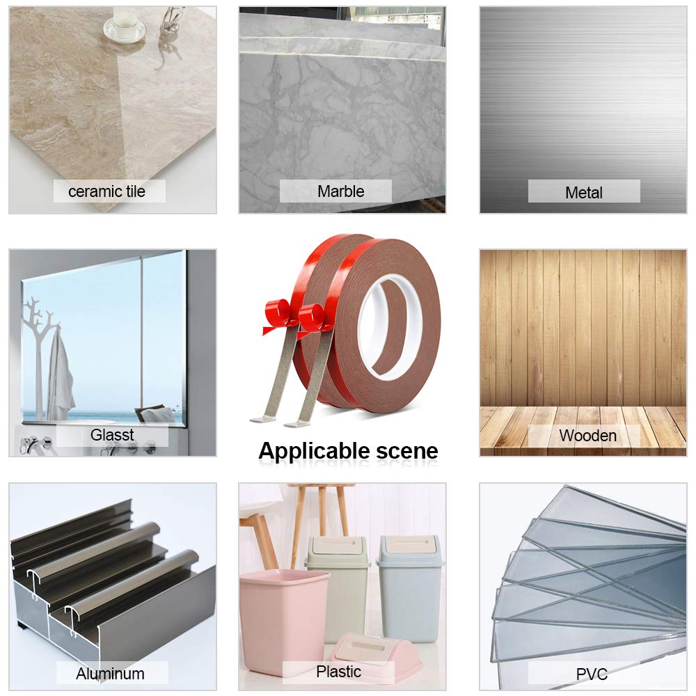 Double Sided Tape Heavy Duty - Strong Mounting Adhesive Waterproof Foam Tape for LED Strip Lights, Home & Office Decor (0.39