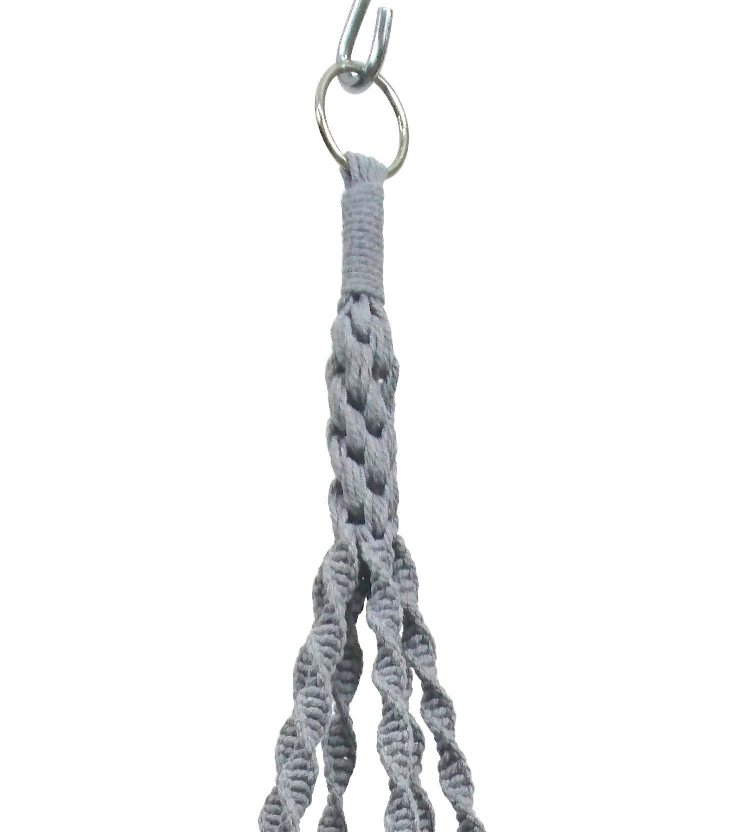 6-Leg Macrame Plant Hanger - 51 Inch Gray Cotton Hanging Basket Holder with Metal Ring for Indoor Plants | Boho Home Decor for Living Room, Bedroom, Porch & Patio