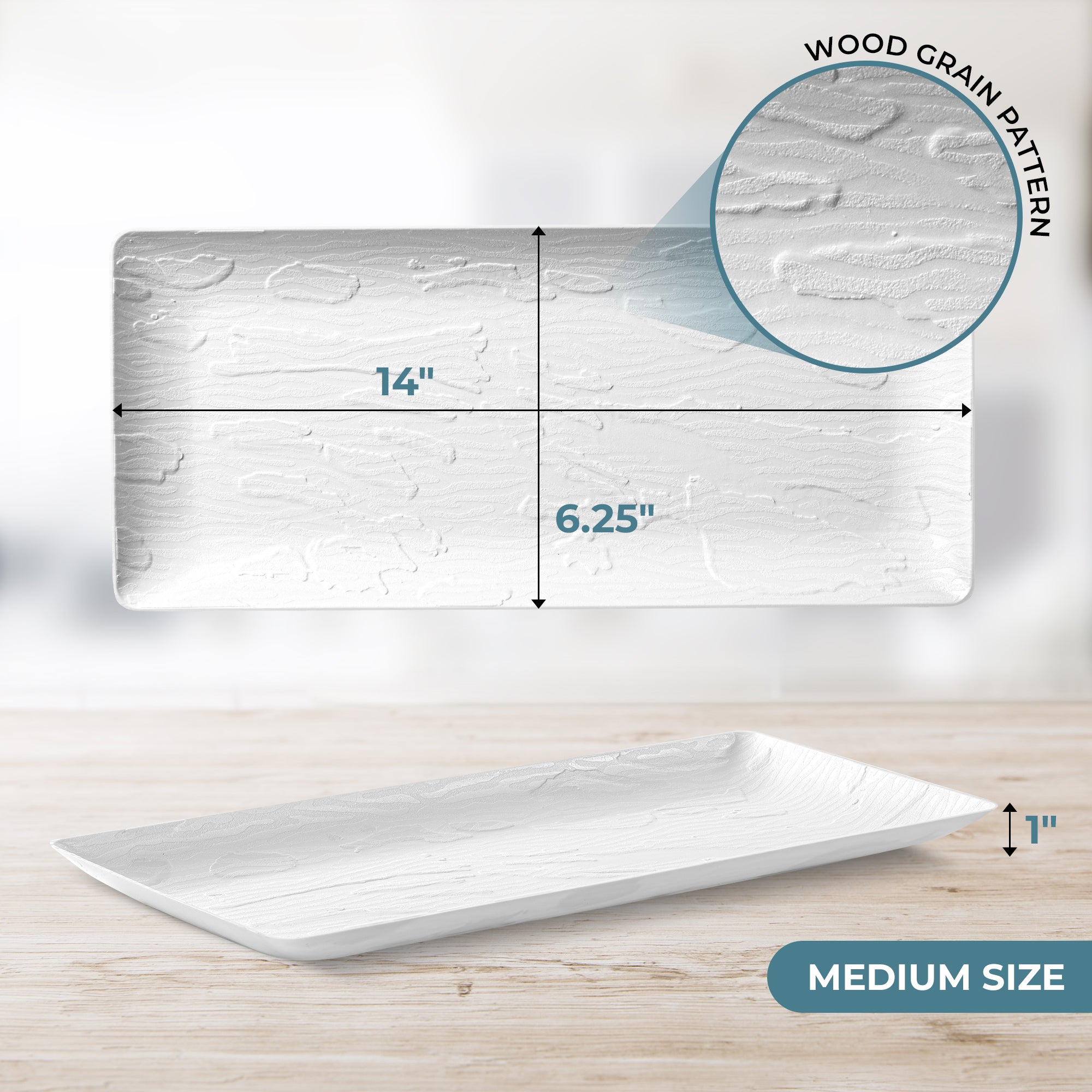 6.25 x 14 Inch White Rectangle Serving Trays - Set of 5 - Perfect for Party Platters, Breakfast in Bed, and Home Decor