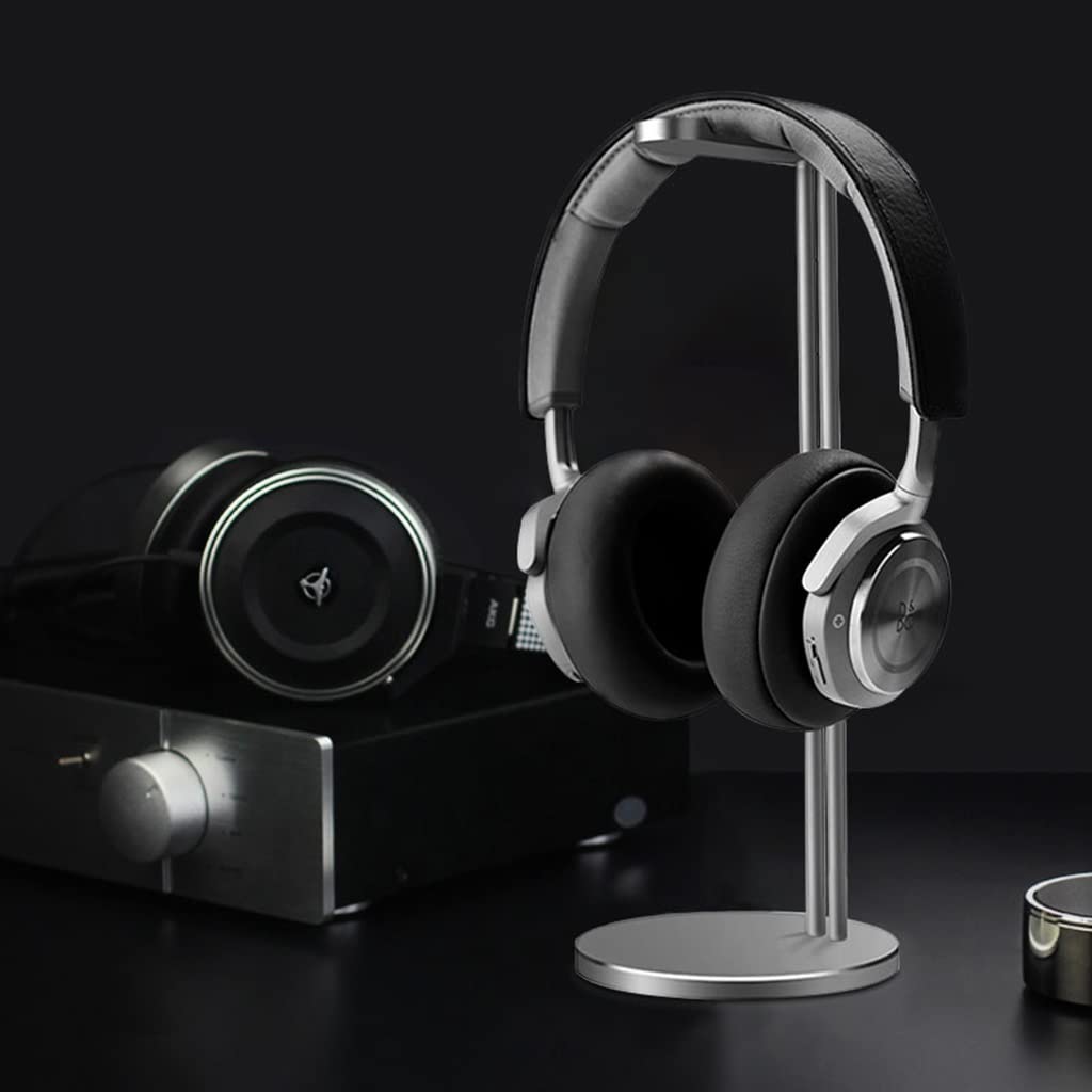 Premium Aluminum Alloy Headphone Stand - Durable Gaming Headset Holder & Vertical Earphone Display Stand for Desk (Silver, 10.9 x 3.9 inches) - Perfect for Gaming Setups, Home Office & Studio Organization
