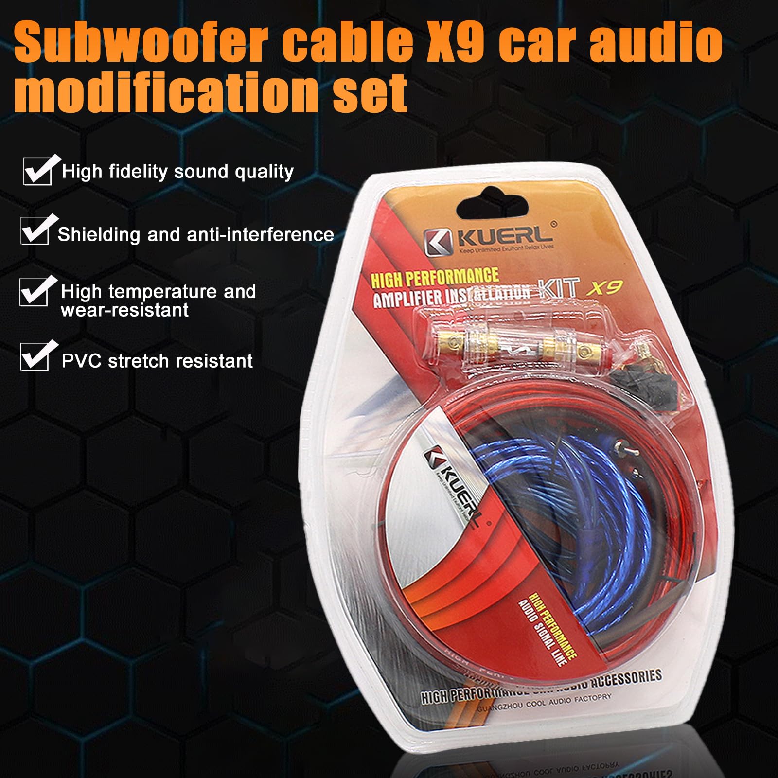 10GA Amplifier Wiring Kit - 1500W Car Audio Power Cable with Fuse Holder for Car Amplifier and Speaker Installation - Perfect for Upgrading Car Sound Systems, DIY Audio Projects, and Professional Installations