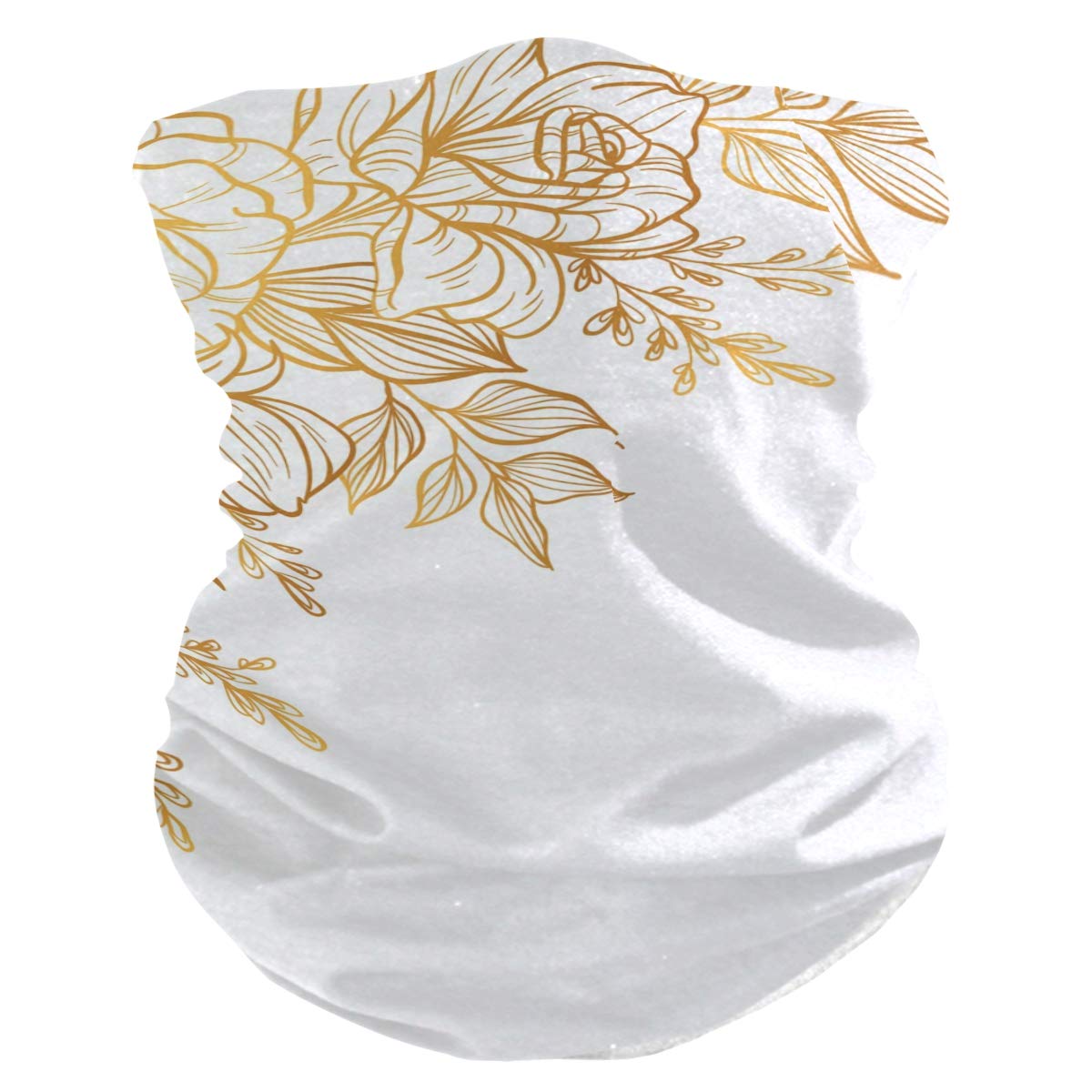 Golden Floral Bandana for Adults - Windproof Face Mask & Headscarf with Mouth Cover - Perfect for Outdoor Activities, Cycling, Hiking, and Sun Protection