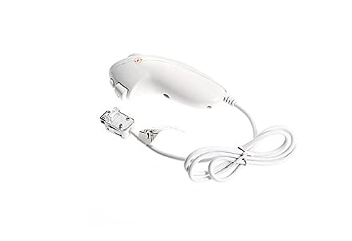Left-Handed Ergonomic Wii & Wii U Nunchuk Controller - White Curved Handle Replacement for Comfortable Gaming | Perfect for Mario Kart, Smash Bros & Motion Control Games