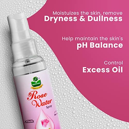 Organic Rose Water Spray for Face & Hair - Pure Hydrating Facial Mist with Natural Rose Extract | Skin Care, Hair Growth & Refreshing Spray for Daily Use, Travel & Spa