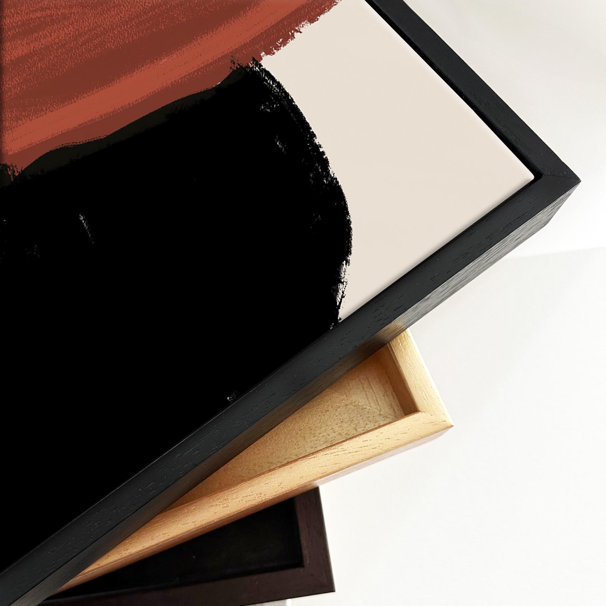 Rusty Red Marks Framed Canvas Wall Art - Modern Abstract Painting for Living Room, Bedroom & Office Decor