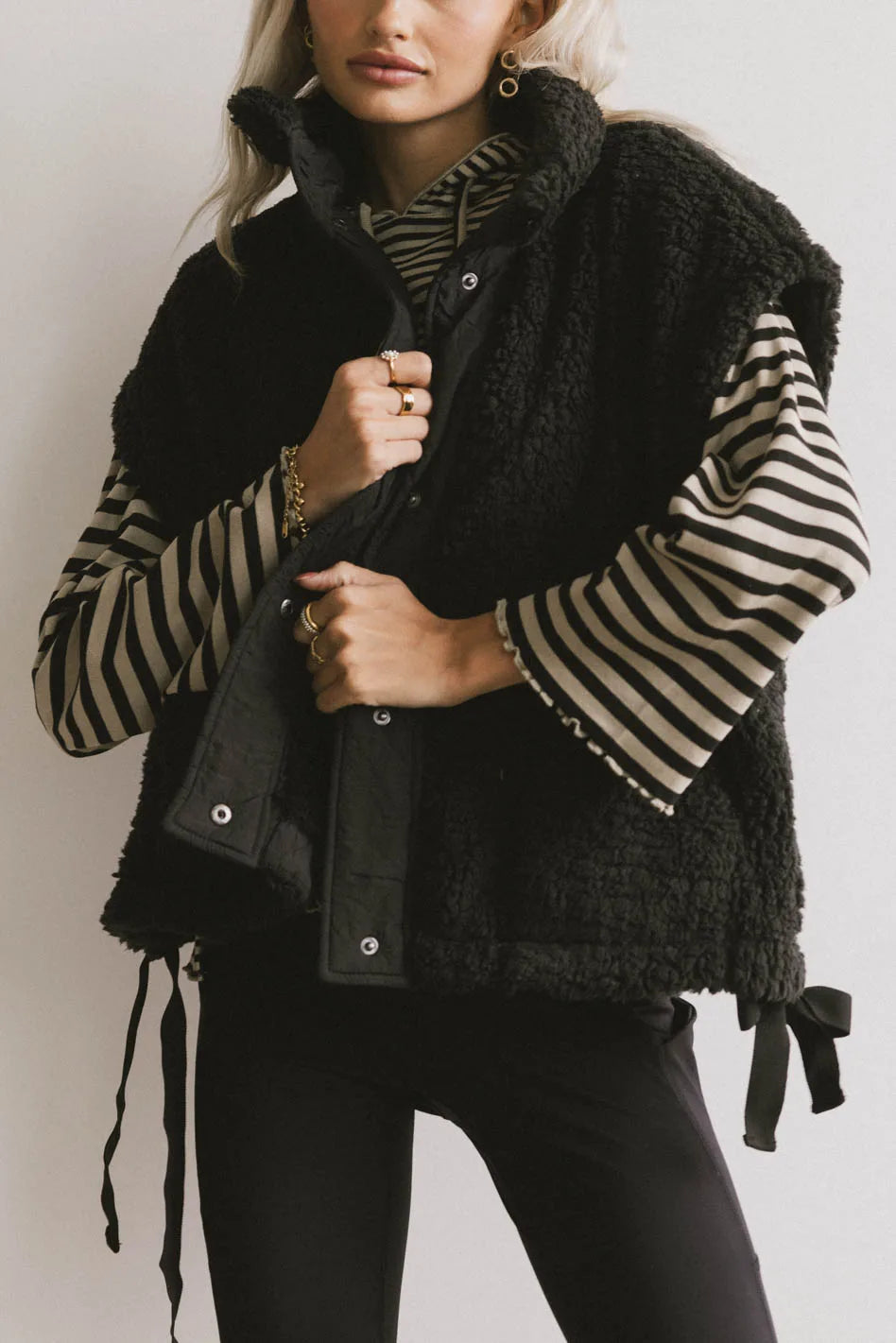 Johanna Sherpa Vest for Women - Cozy Fleece Lined Winter Jacket in Black | Warm & Stylish Outerwear for Cold Weather, Hiking, Camping & Casual Wear | FINAL SALE