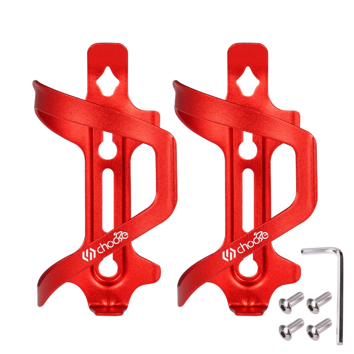 Chooee Bike Water Bottle Holder - Aluminum Bicycle Water Bottle Cage for Road & Mountain Bikes (2-Pack) | Lightweight, Durable Cycling Accessory for Hydration on Long Rides & Commutes