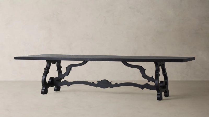 Handmade Black Rectangular Dining Table - Solid Wood Large Farmhouse Dining Table for 6-8 People | Perfect for Family Gatherings, Dinner Parties & Modern Farmhouse Decor