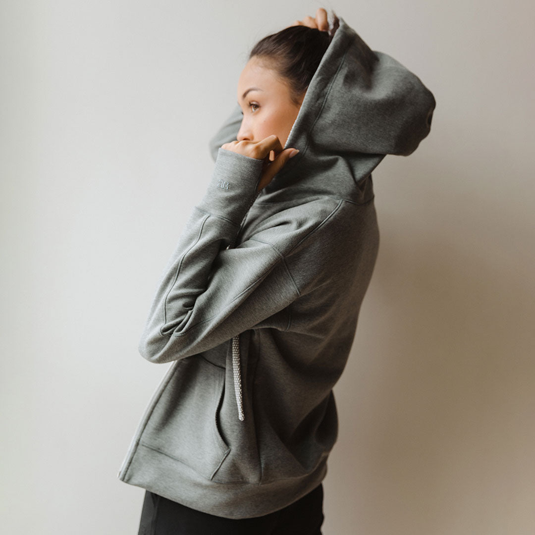 Alta Zip Up Hoodie for Men & Women | Heather Grey Fleece Pullover | Casual Wear, Gym & Outdoor Activities