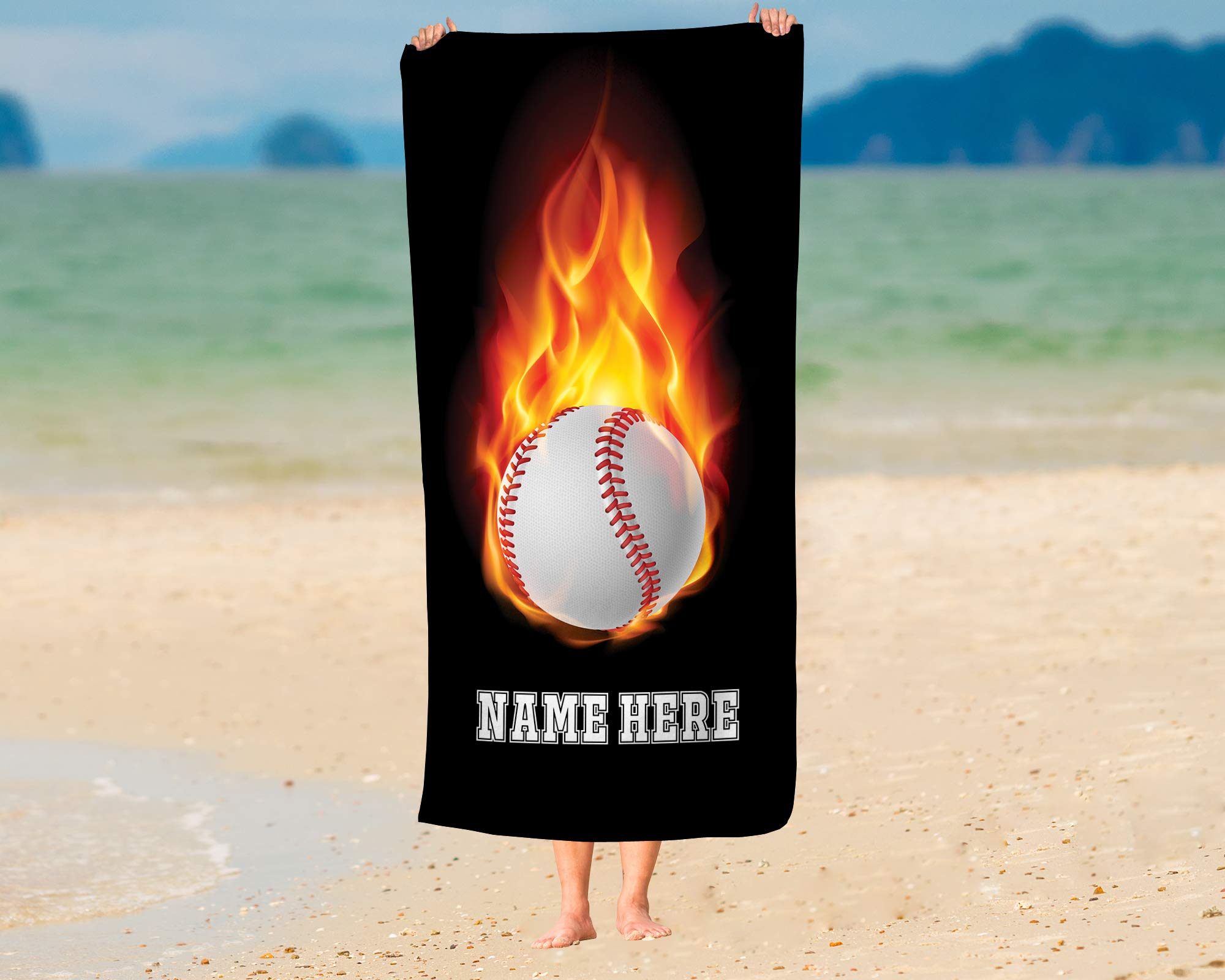 Custom Personalized Baseball Beach Towels for Kids - Soft & Absorbent Tee Ball Player Towels - Perfect for Baseball Gloves, Pitching, Hitting & Catching Equipment - Great for Beach, Pool, Sports Games & Outdoor Activities