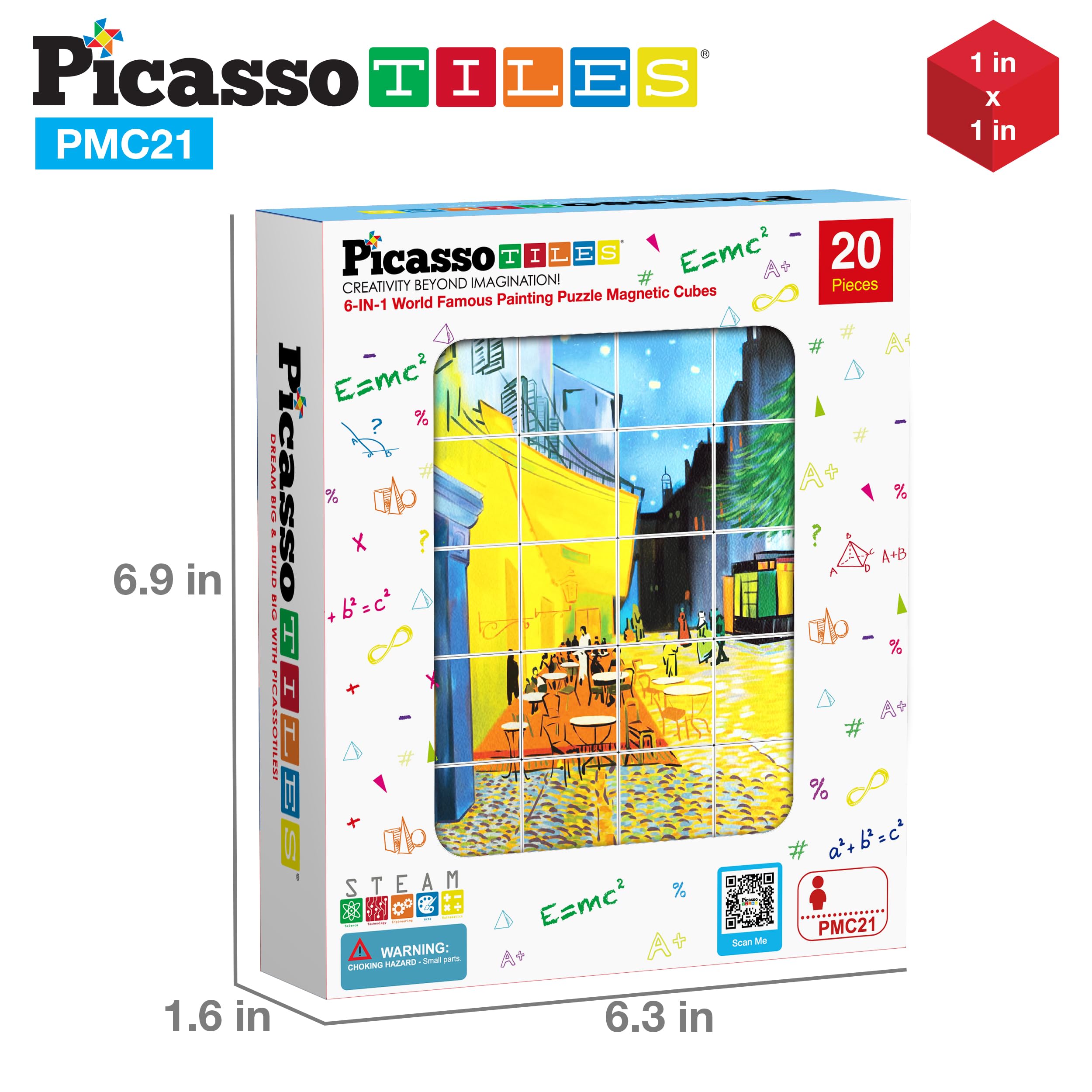 PicassoTiles 1 Inch Magnetic Building Blocks - World Famous Art Puzzle Cubes with Free Frame | STEM Educational Toys for Kids Ages 3+ | Perfect for Preschool Learning, Creative Play & Home Decor