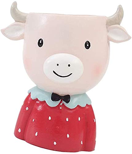 Handmade Resin Succulent Planter Pot - Cute Cow Animal Statue Flower Holder for Home & Office Decor | Perfect for Windowsill, Desk, Garden & Gift Giving