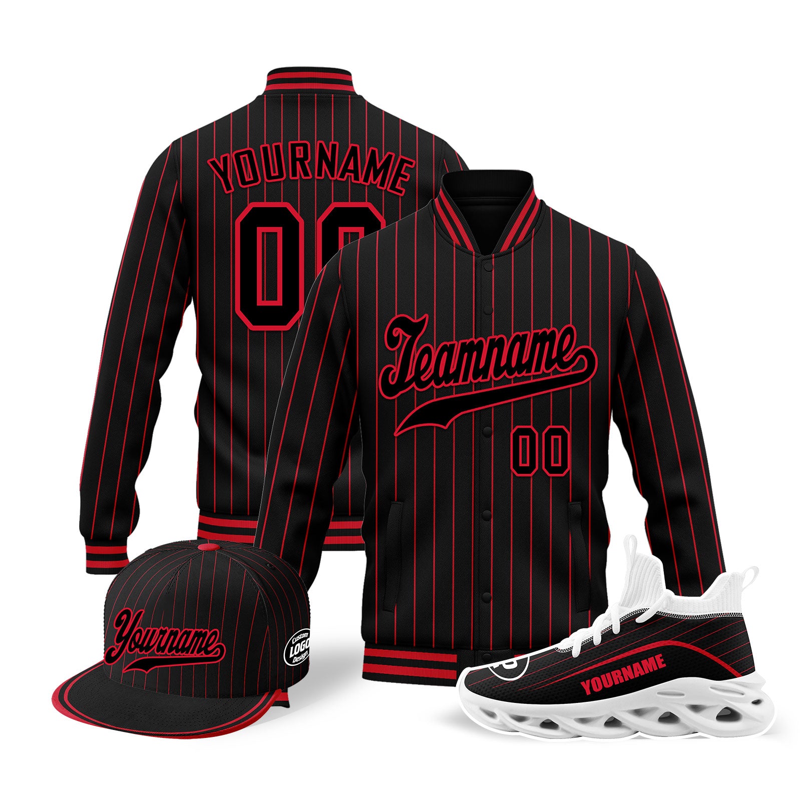 Custom Personalized Jacket, MaxSoul Shoes & Hat Combo Set - Stylish Matching Outfit for Men & Women | Perfect for Casual Wear, Street Fashion & Gift Giving