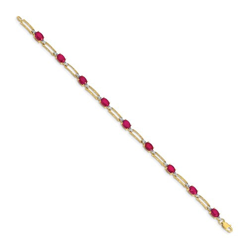 14K Yellow Gold Ruby & Diamond Bracelet for Women - Elegant Jewelry Gift for Anniversary, Wedding & Special Occasions