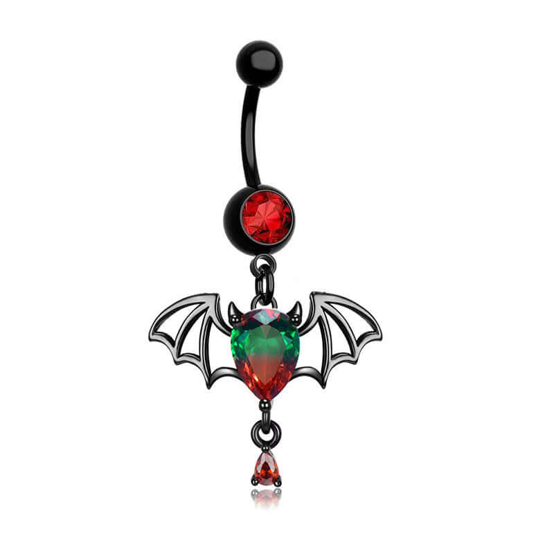 14G Goth Black Widow Vampire Bat Dangle Belly Button Rings - Body Jewelry for Piercing | Perfect for Halloween, Gothic Fashion & Alternative Style
