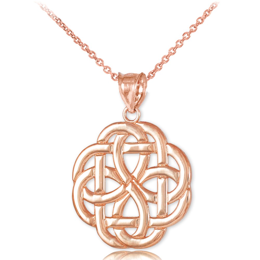 10K Rose Gold Triquetra Celtic Trinity Knot Pendant Necklace for Women - Elegant Spiritual Jewelry for Gifts, Weddings & Everyday Wear