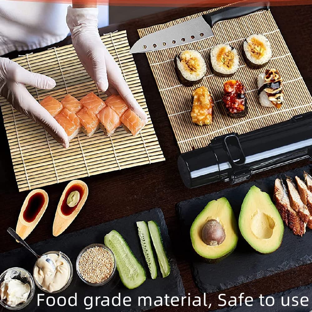 Premium Sushi Making Kit - 2 Bamboo Sushi Mats, Sushi Bazooka Maker, Alloy Chopsticks & Complete Accessories for Homemade Sushi | Perfect for Japanese Cuisine Lovers, Dinner Parties & Family Cooking Activities
