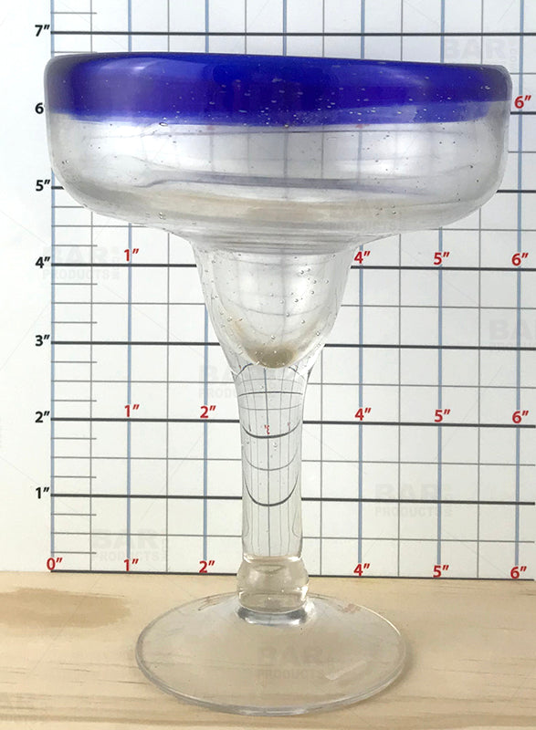 BarConic® 14 oz Blue Rim Margarita Glasses - Set of 4 Cocktail Glasses for Margaritas, Daiquiris & Frozen Drinks - Perfect for Parties, Bars & Home Entertaining