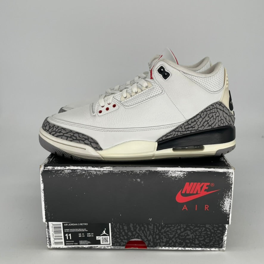 Original Air Jordan 3 White Cement Reimagined Basketball Shoes - Men's Size 11 & Women's Size 12.5 (DN3707-100) - Retro Sneakers for Streetwear & Casual Outfits