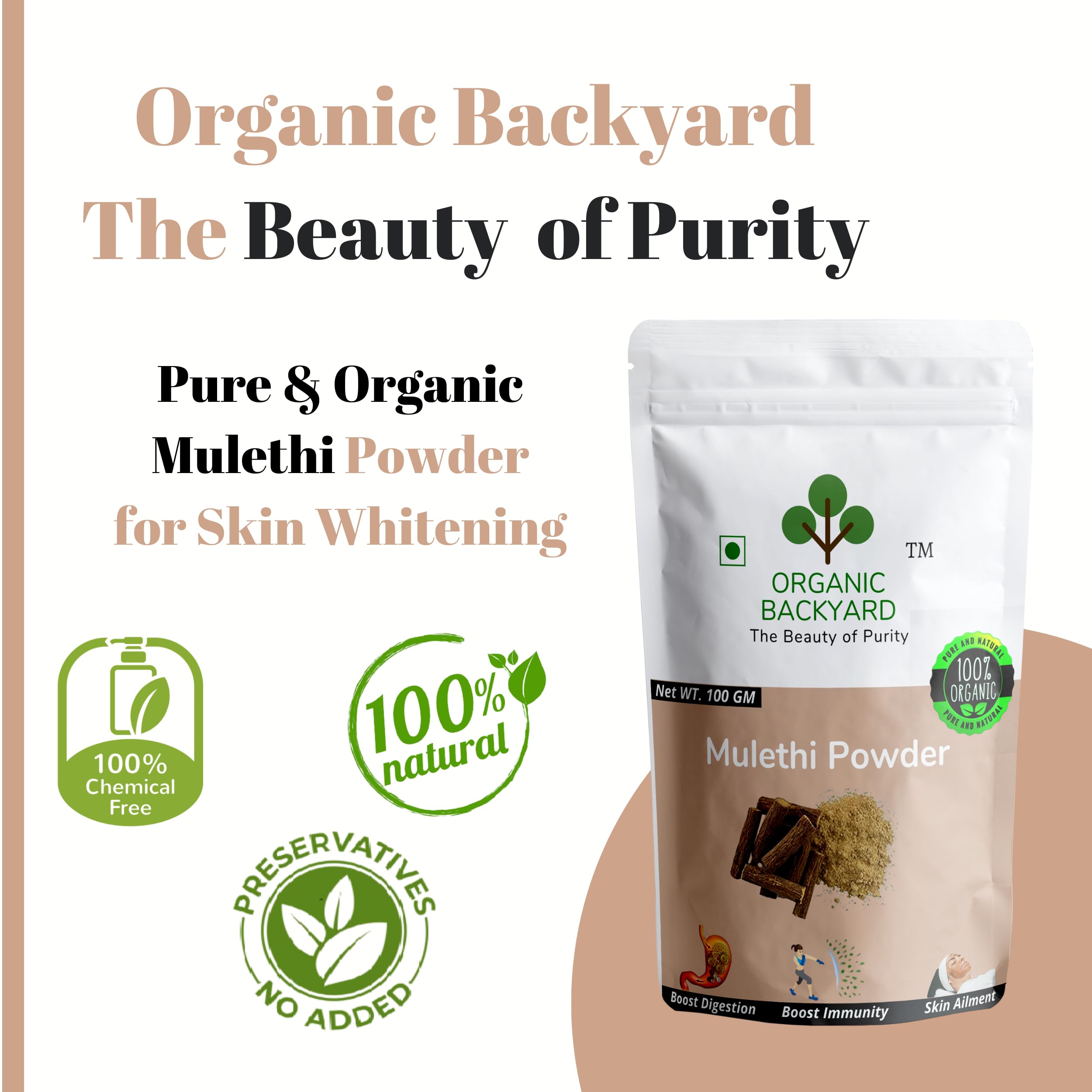 Organic Mulethi Powder 100% Natural Licorice Root Powder for Skin Care - 100g x 2 Pack - Brightens Skin, Reduces Dark Spots & Acne - Perfect for DIY Face Masks & Ayurvedic Beauty Treatments